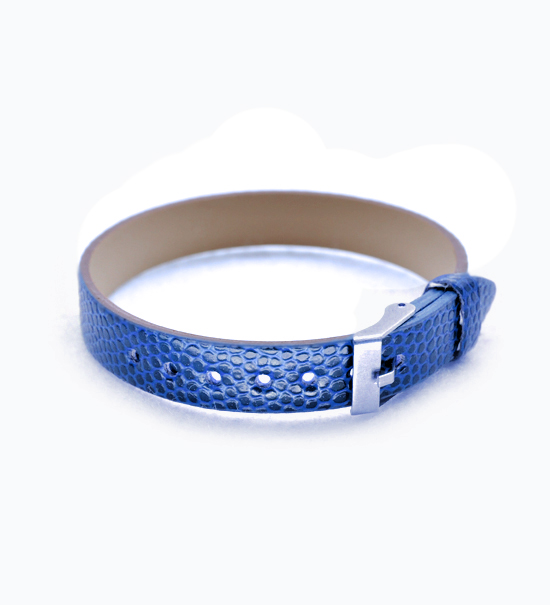 Bracelet imitation leather (1 unit) 10 mm width. - Blue